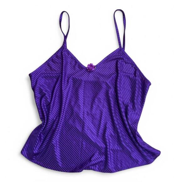 Vintage‎ Kristine Tyler Women’s M Sleep Tank Top Purple Flower Comfort Retro - Picture 1 of 7